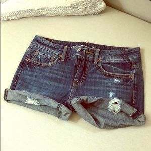 American eagle distressed denim roll bottom shorts